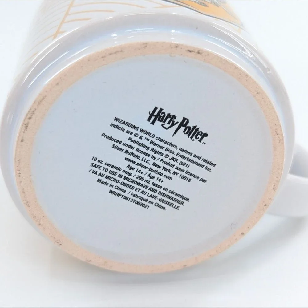 Harry Potter Hufflepuff Ceramic White Yellow Crest Coffee Cup Mug 10 Oz.